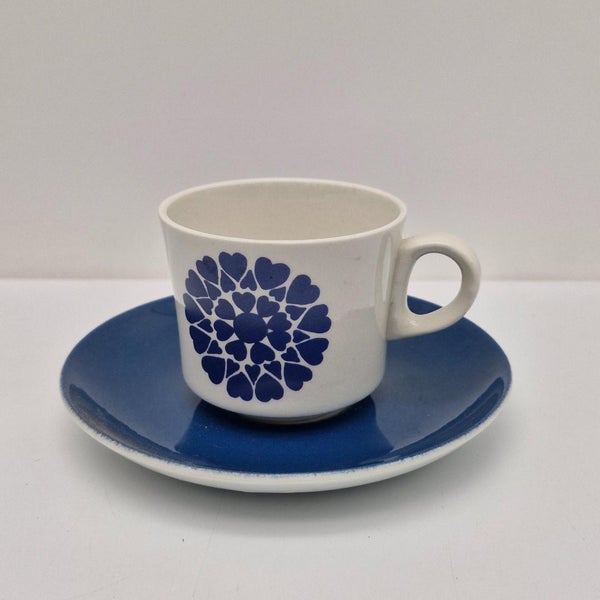 Arabia Hertta Kahvikuppi & Asetti, sininen