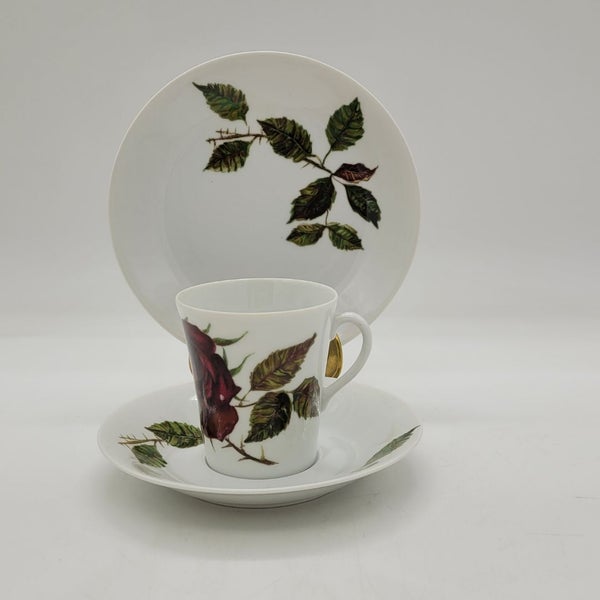 Arabia Ruusu Kahvikuppi ja Lautaset